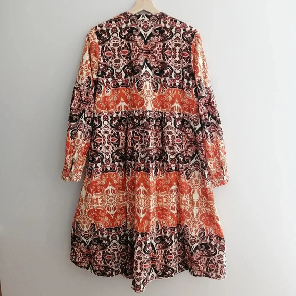 Agua Bendita for Anthropologie Elayna Cotton Midi Long Sleeve Dress Large Petite - Picture 5 of 17